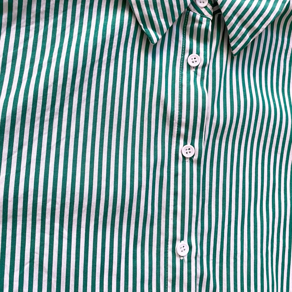 Molly Bracken Green Striped Button Down Shirt - Picture 5 of 5